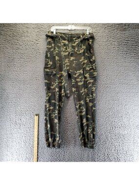 Almost Famous Pants Womens XL Green Camouflage Jogger Drawstring Elastic Waist